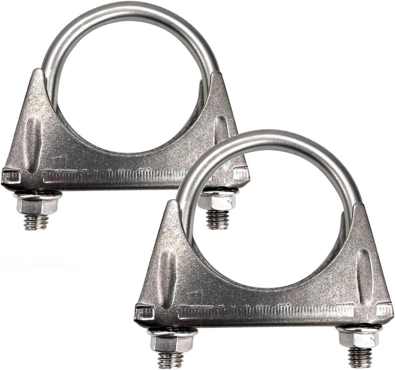 eLifecenter Universal Heavy Duty 2.75" 2-3/4 Inch Exhaust U Bolt Clamp Stainless Steel Saddle Design with Reinforced Ribs - Image 1